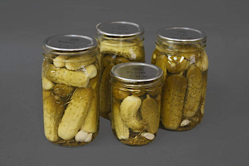 Canned dill pickles from the 2025 harvest.
