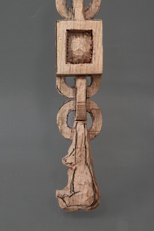 Roughed Out Lower Components of Chain 
		With Centers Carved Out