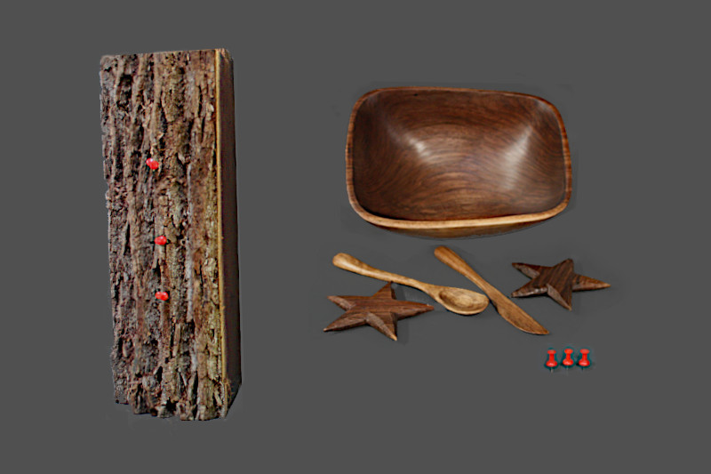 Various Carvings from the red section of walnut log