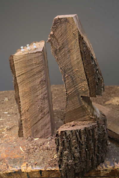 Blocked out owl sculpture side view.