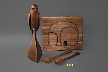 five finished pieces from the red section.